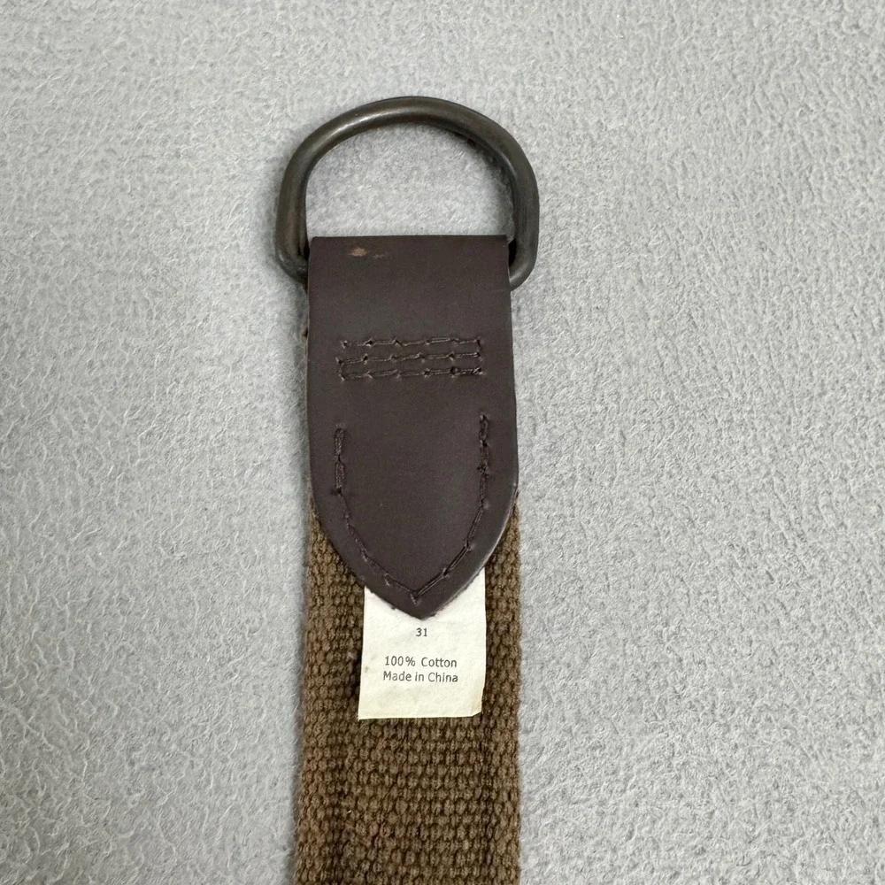 Canvas Belt Mens 31 Brown Distressed Military Punk Grunge D-Ring